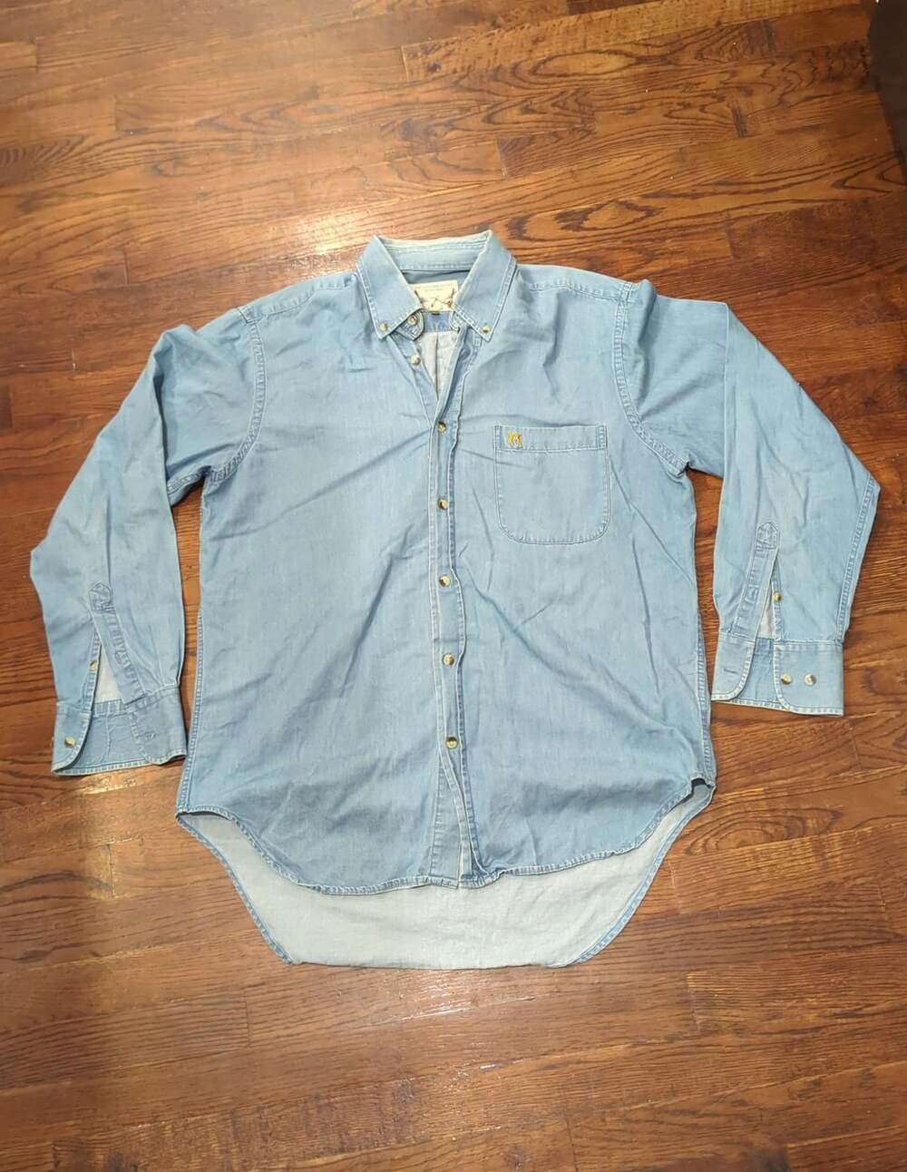 Peter Christian Denim Shirt Size L Blue Long Sleeve Button Front